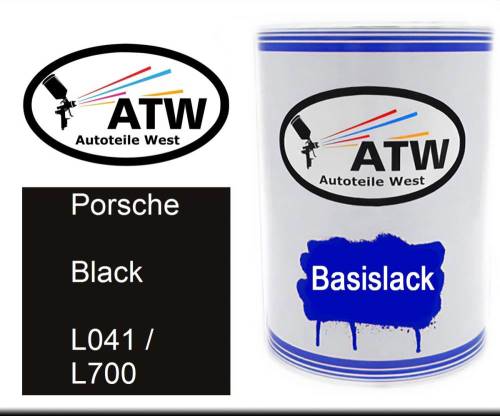 Porsche, Black, L041 / L700: 500ml Lackdose, von ATW Autoteile West.